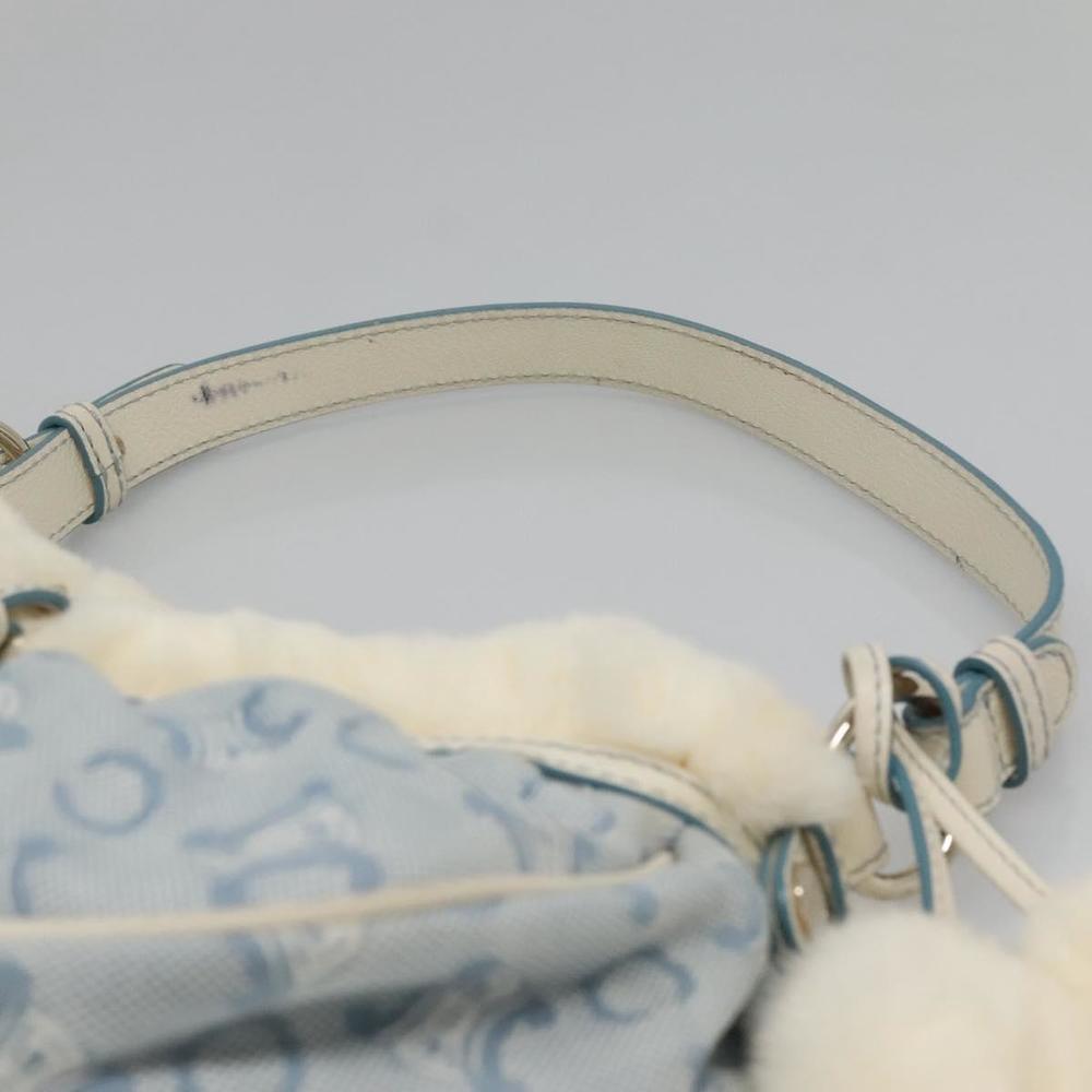 CELINE C Macadam Canvas Shoulder Bag Light Blue Gold Auth MX095 - Picture 9 of 16